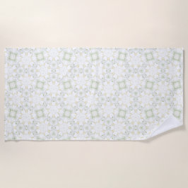 Soft Neutral Geometric Floral ビーチタオル