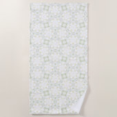Soft Neutral Geometric Floral ビーチタオル (正面)