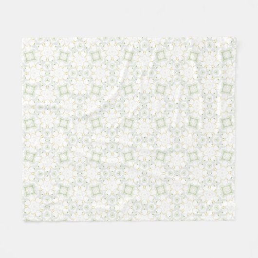 Soft Neutral Geometric Floral フリースブランケット (正面(横))