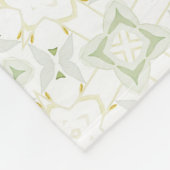 Soft Neutral Geometric Floral フリースブランケット (角)