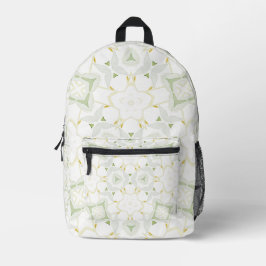 Soft Neutral Geometric Floral プリントバックパック