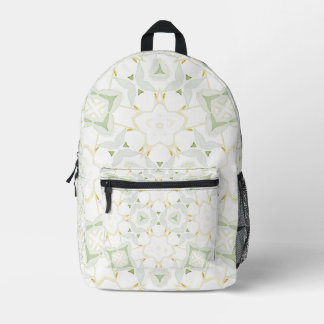 Soft Neutral Geometric Floral プリントバックパック