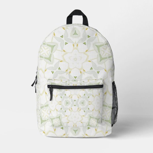 Soft Neutral Geometric Floral プリントバックパック (正面)