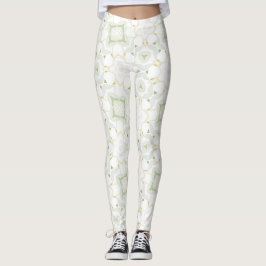 Soft Neutral Geometric Floral レギンス