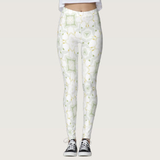 Soft Neutral Geometric Floral レギンス