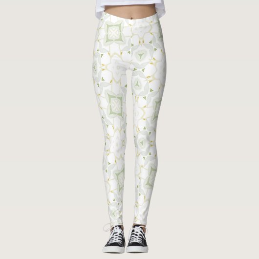 Soft Neutral Geometric Floral レギンス (正面)