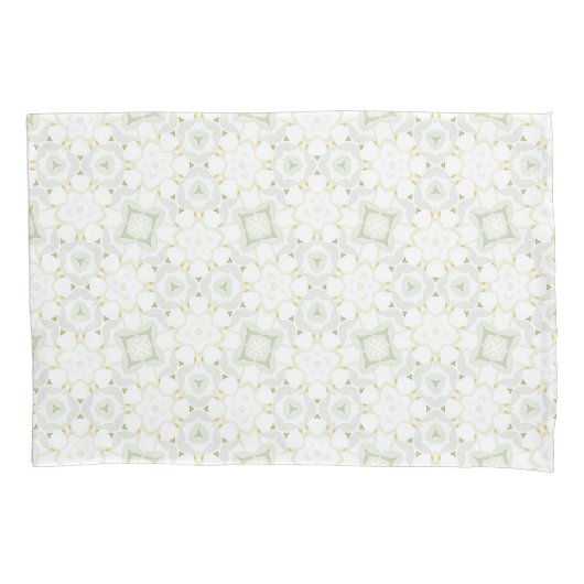 Soft Neutral Geometric Floral 枕カバー (正面)