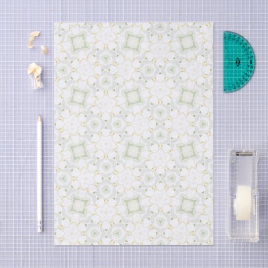 Soft Neutral Geometric Floral 薄葉紙 (クラフト)