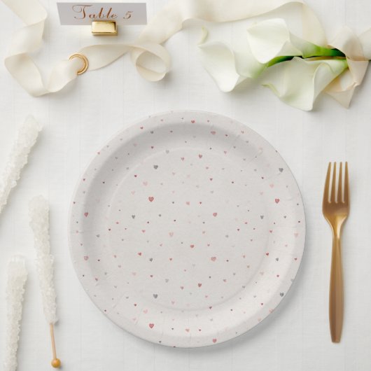 Soft Neutral Heart Pattern Paper Plate ペーパープレート (ウェディング)