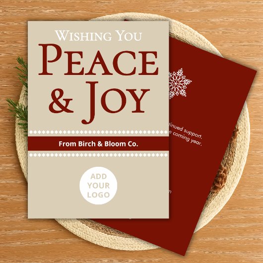 Soft Neutral Holiday Card | Add Business Logo シーズンカード