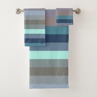 Soft Neutral & Pastel Horizontal Stripes バスタオルセット
