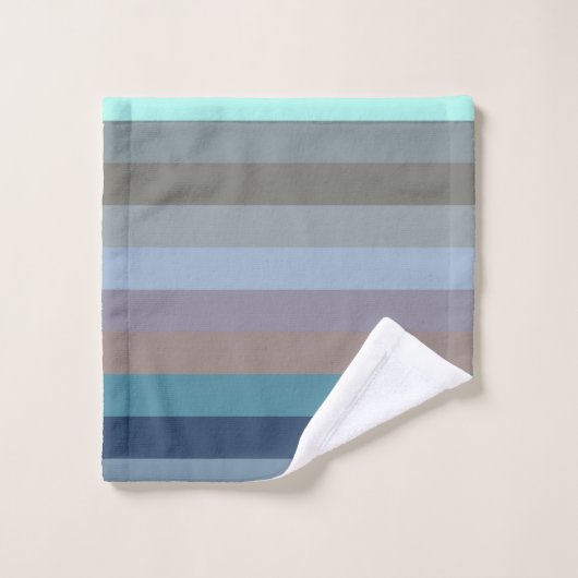 Soft Neutral & Pastel Horizontal Stripes バスタオルセット (ウォッシュタオル)