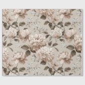 Soft Neutral Rose Beige Floral Pattern ラッピングペーパー (フラット)