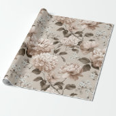 Soft Neutral Rose Beige Floral Pattern ラッピングペーパー (アンロールド)