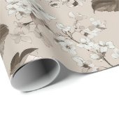Soft Neutral Rose Beige Floral Pattern ラッピングペーパー (ロールコーナー)