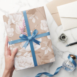 Soft Neutral Rose Beige Floral Pattern ラッピングペーパー