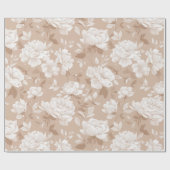 Soft Neutral Rose Beige Floral Pattern ラッピングペーパー (フラット)