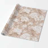 Soft Neutral Rose Beige Floral Pattern ラッピングペーパー (アンロールド)