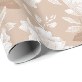 Soft Neutral Rose Beige Floral Pattern ラッピングペーパー (ロールコーナー)