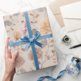 Soft Neutral Rose Beige Floral Pattern ラッピングペーパー