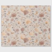Soft Neutral Rose Beige Floral Pattern ラッピングペーパー (フラット)