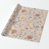 Soft Neutral Rose Beige Floral Pattern ラッピングペーパー (アンロールド)