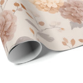 Soft Neutral Rose Beige Floral Pattern ラッピングペーパー (ロールコーナー)