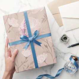 Soft Neutral Rose Beige Floral Pattern ラッピングペーパー