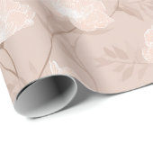Soft Neutral Rose Beige Floral Pattern ラッピングペーパー (ロールコーナー)