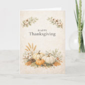 Soft Neutral Rustic Happy Thanksgiving Pumpkin カード (正面)