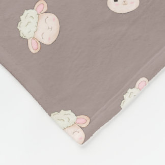 Soft Neutral Sheep Baby Blanket - Cute Nursery フリースブランケット