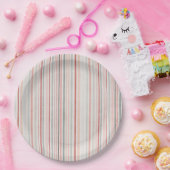 Soft Neutral Stripe Pattern Paper Plates ペーパープレート (パーティー)