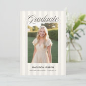 Soft Neutral Striped Preppy Graduation 招待状 (スタンド正面)