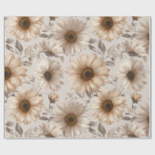 Soft Neutral Sunflower Cream Floral Pattern ラッピングペーパー (フラット)