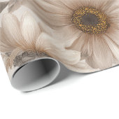 Soft Neutral Sunflower Cream Floral Pattern ラッピングペーパー (ロールコーナー)