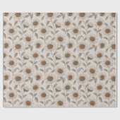 Soft Neutral Sunflower Cream Floral Pattern ラッピングペーパー (フラット)