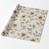 Soft Neutral Sunflower Cream Floral Pattern ラッピングペーパー (アンロールド)