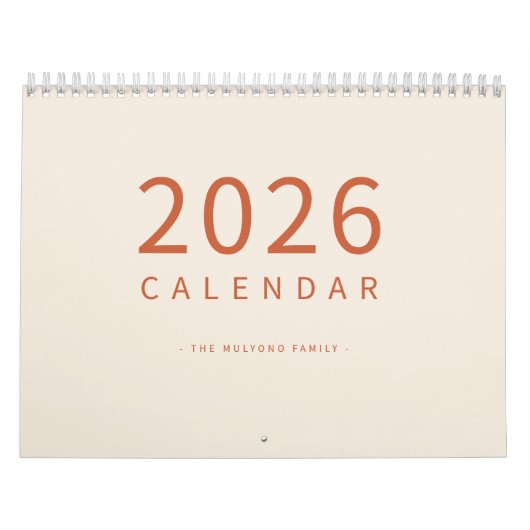 Soft Neutral Tones Minimalist Design Calendar カレンダー (カバー)