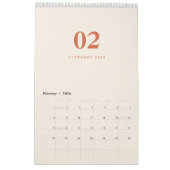 Soft Neutral Tones Minimalist Design Calendar カレンダー (2月 2026)