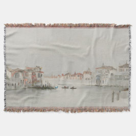 Soft Neutral Venice Canal Sketch Art スローブランケット