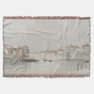 Soft Neutral Venice Canal Sketch Art スローブランケット
