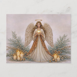 Soft Neutral Watercolor Christmas Angel シーズンポストカード