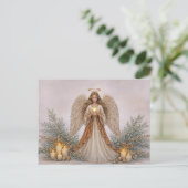 Soft Neutral Watercolor Christmas Angel シーズンポストカード (スタンド正面)
