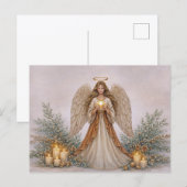 Soft Neutral Watercolor Christmas Angel シーズンポストカード (正面/裏面)