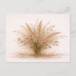 Soft Neutral Wildflower Pampas Grass Botanical ポストカード