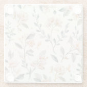 Soft Neutral Wildflower Sage Watercolor Botanical ガラスコースター (裏面)
