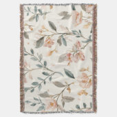 Soft Neutral Wildflower Sage Watercolor Botanical スローブランケット (正面縦)