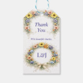 Soft Neutral Wildflowers Wedding Ivory Dusty Blue ギフトタグ (正面)