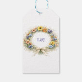 Soft Neutral Wildflowers Wedding Ivory Dusty Blue ギフトタグ (裏面)