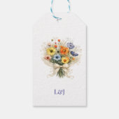 Soft Neutral Wildflowers Wedding Ivory Dusty Blue ギフトタグ (裏面)